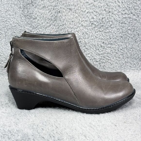 Dansko Bonita Womens Size 37 US 6.5-7 Ankle Booties Gray Leather Cutout Zip - Picture 1 of 9